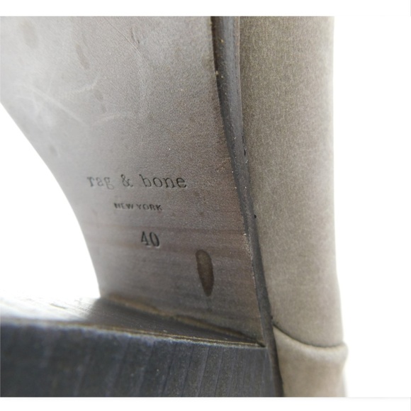 RAG&BONE Light Gray Leather Cap Toe Block Heel Ankle Boots 40 Newbury - Picture 8 of 8